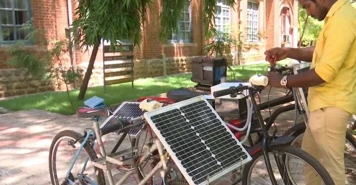 Solar-powered electric cycle designed by a college student
