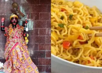 This temple in India serves noodles, chop suey, sticky rice as prasad