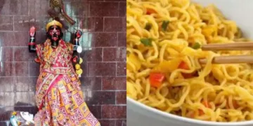 This temple in India serves noodles, chop suey, sticky rice as prasad