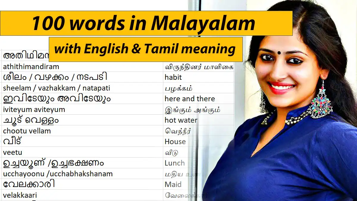 100 New Words In English With Malayalam Meaning