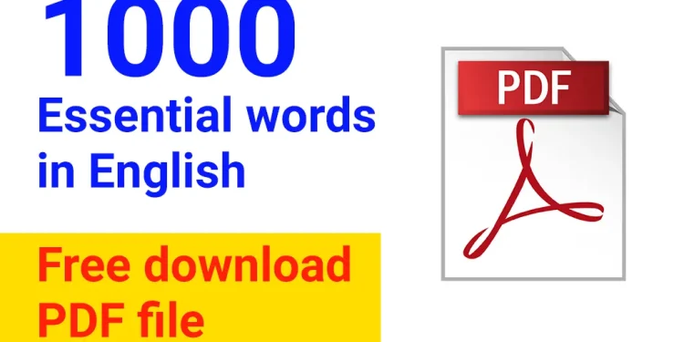 1000 Essential words in English - Free download PDF file